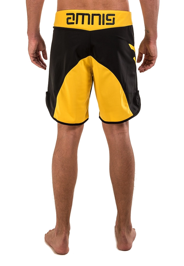 Amnig Men Classic 18" Fighter Shorts - Black/Yellow - Image 4