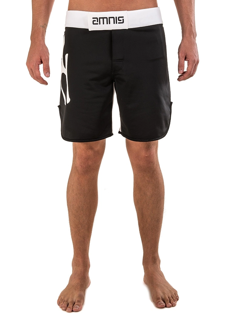 Amnig Men Classic 18" Fighter Shorts - Black/White