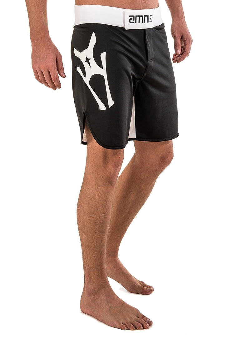 Amnig Men Classic 18" Fighter Shorts - Black/White - Image 3