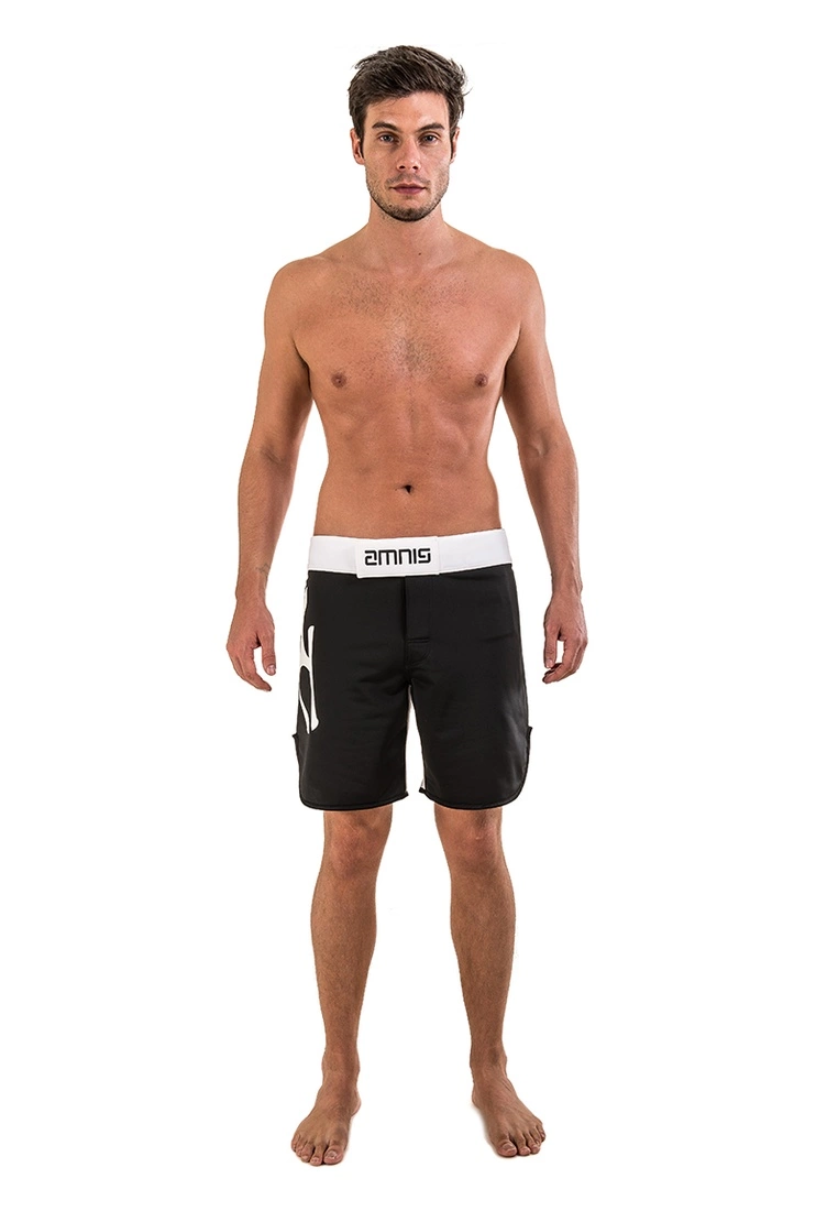 Amnig Men Classic 18" Fighter Shorts - Black/White - Image 5