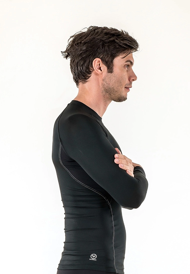 Amnig Men Diligent Compression Long Sleeve Top (Black/White) - Image 3