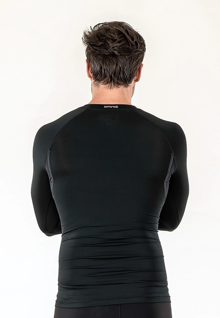 Amnig Men Diligent Compression Long Sleeve Top (Black/White) - Image 4