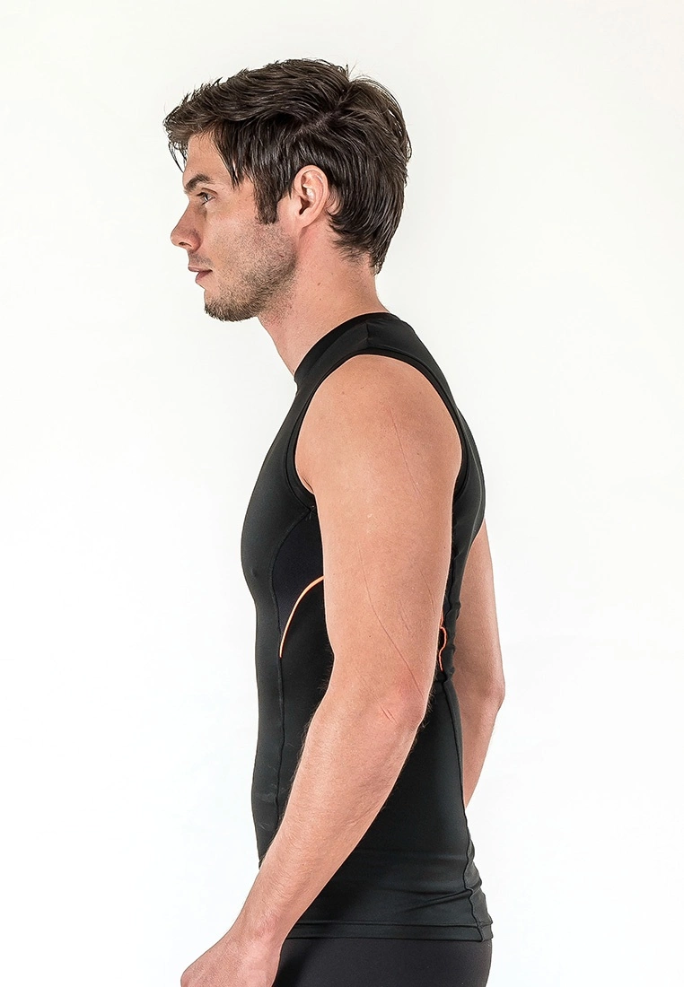 Amnig Men Diligent Compression Sleeveless Top (Black/Orange) - Image 5
