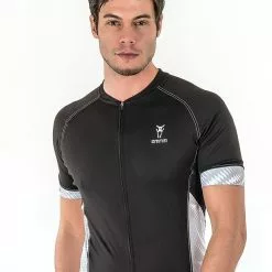 Amnig Men Cyclone Cycling Short Sleeve Jersey (Black)