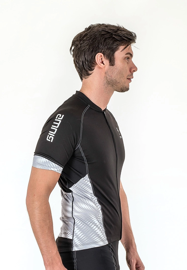 Amnig Men Cyclone Cycling Short Sleeve Jersey (Black) - Image 3