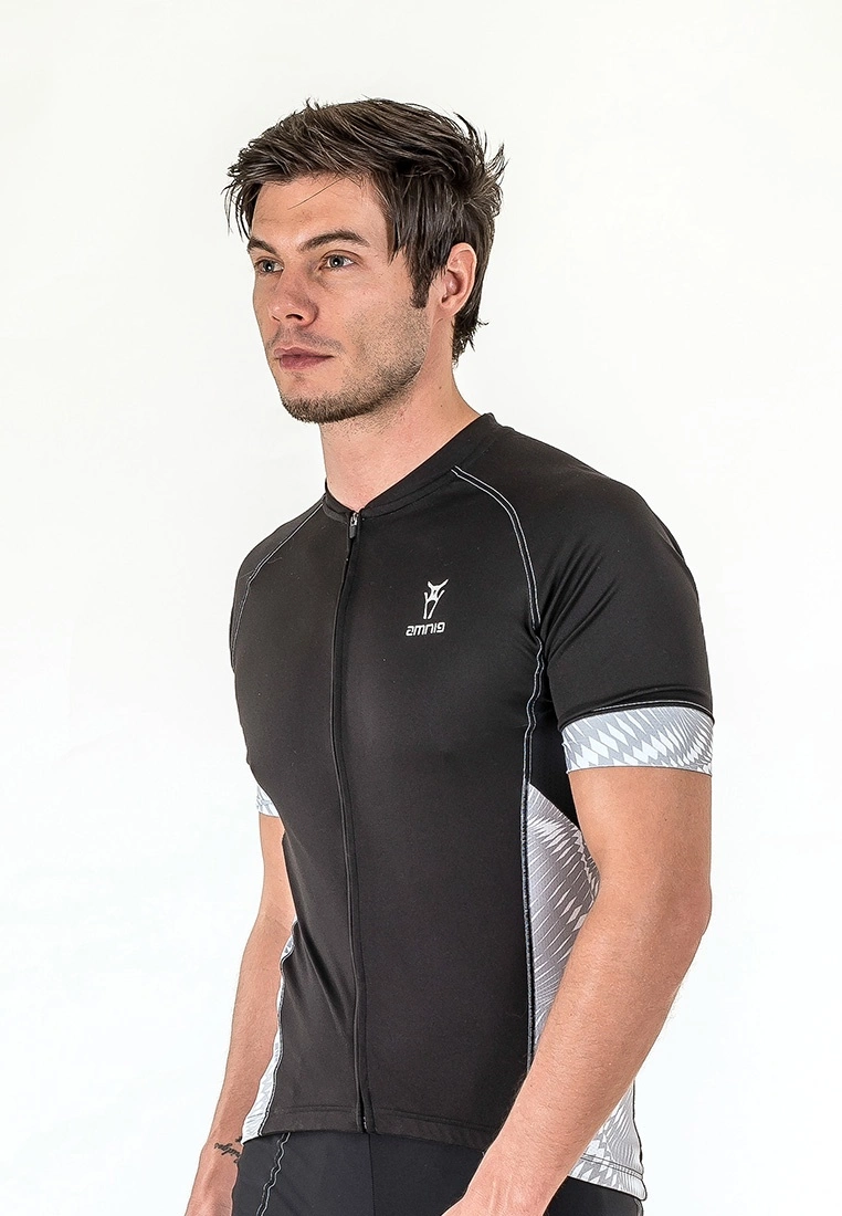Amnig Men Cyclone Cycling Short Sleeve Jersey (Black) - Image 6
