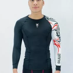 Amnig Men Tribal Compression Long Sleeve (Black/White)