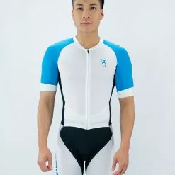 Amnig Men Boreas Short Sleeve Trisuit (Blue/White)