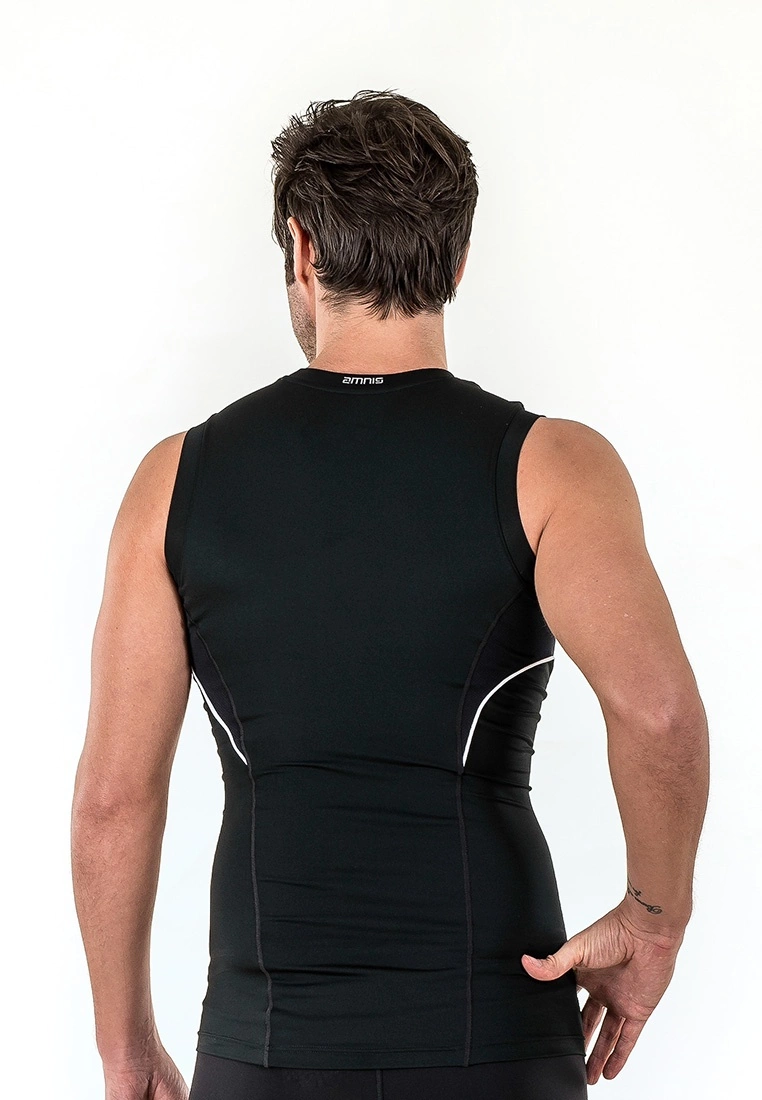 Amnig Men Diligent Compression Sleeveless Top (Black/White) - Image 4