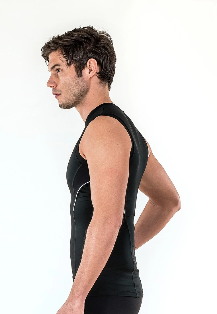 Amnig Men Diligent Compression Sleeveless Top (Black/White) - Image 5