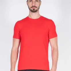 Amnig Men Active Round Neck Tee (Red)