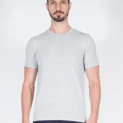 Amnig Men Active Round Neck Tee (Light Grey)