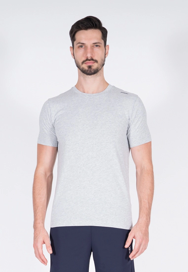 Amnig Men Active Round Neck Tee (Light Grey)