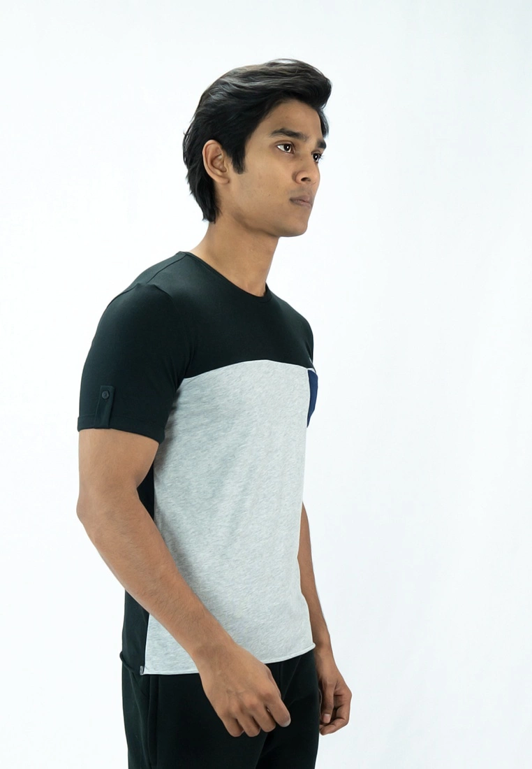 Amnig Men Contrast Back Panel T Shirt (Black) - Image 3