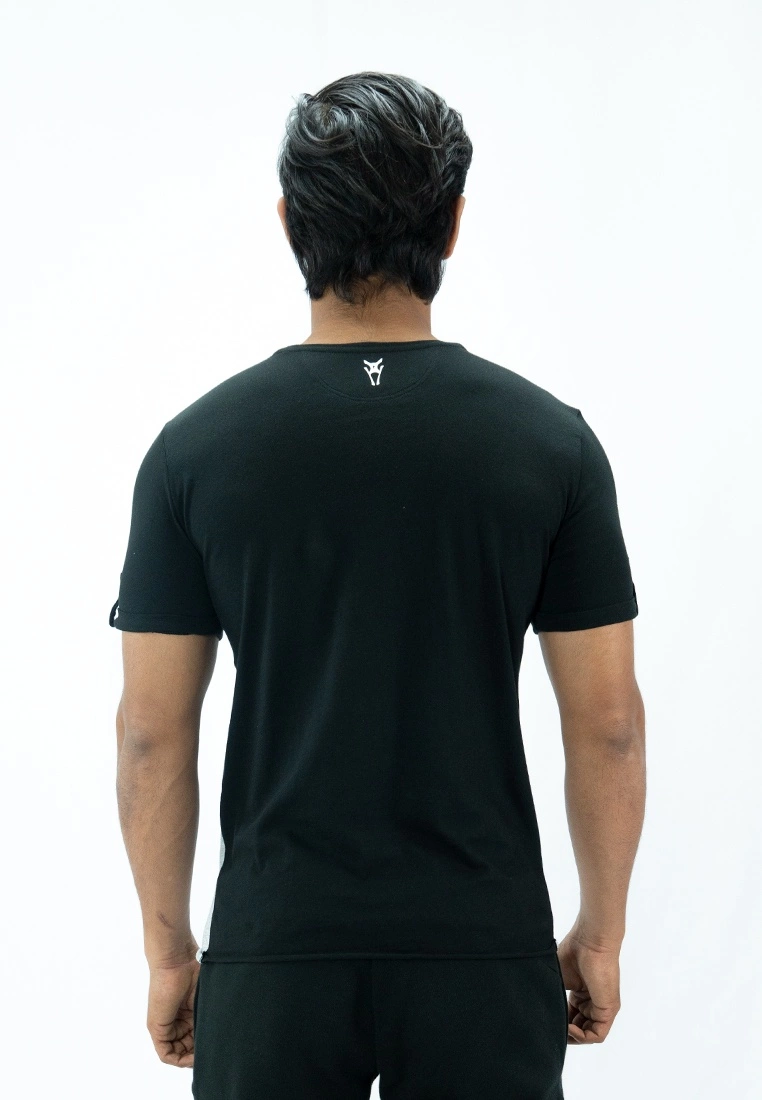 Amnig Men Contrast Back Panel T Shirt (Black) - Image 4