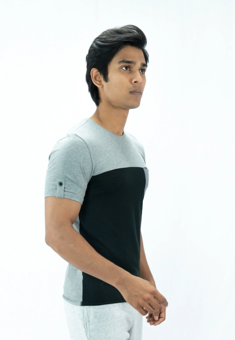 Amnig Men Contrast Back Panel T Shirt (Grey) - Image 3