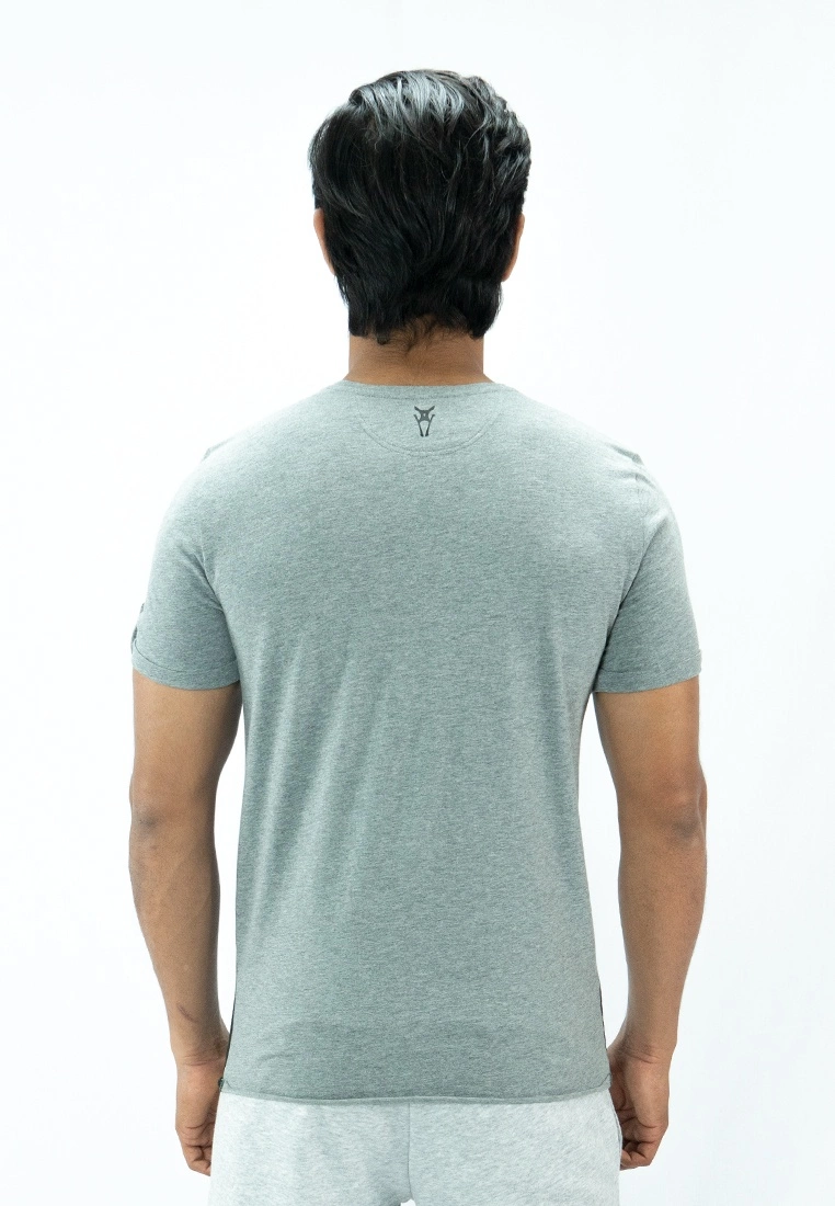 Amnig Men Contrast Back Panel T Shirt (Grey) - Image 4