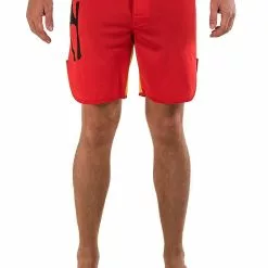 Amnig Men Classic 18" Fighter Shorts - Red/Yellow