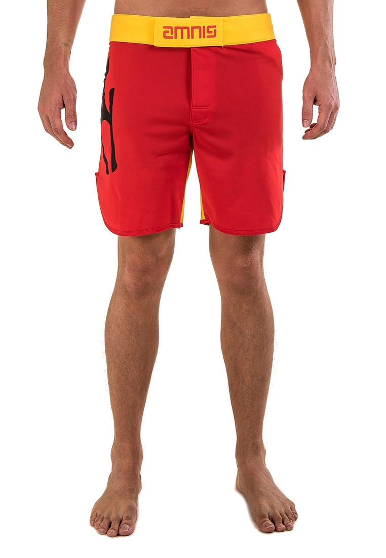 Amnig Men Classic 18" Fighter Shorts - Red/Yellow