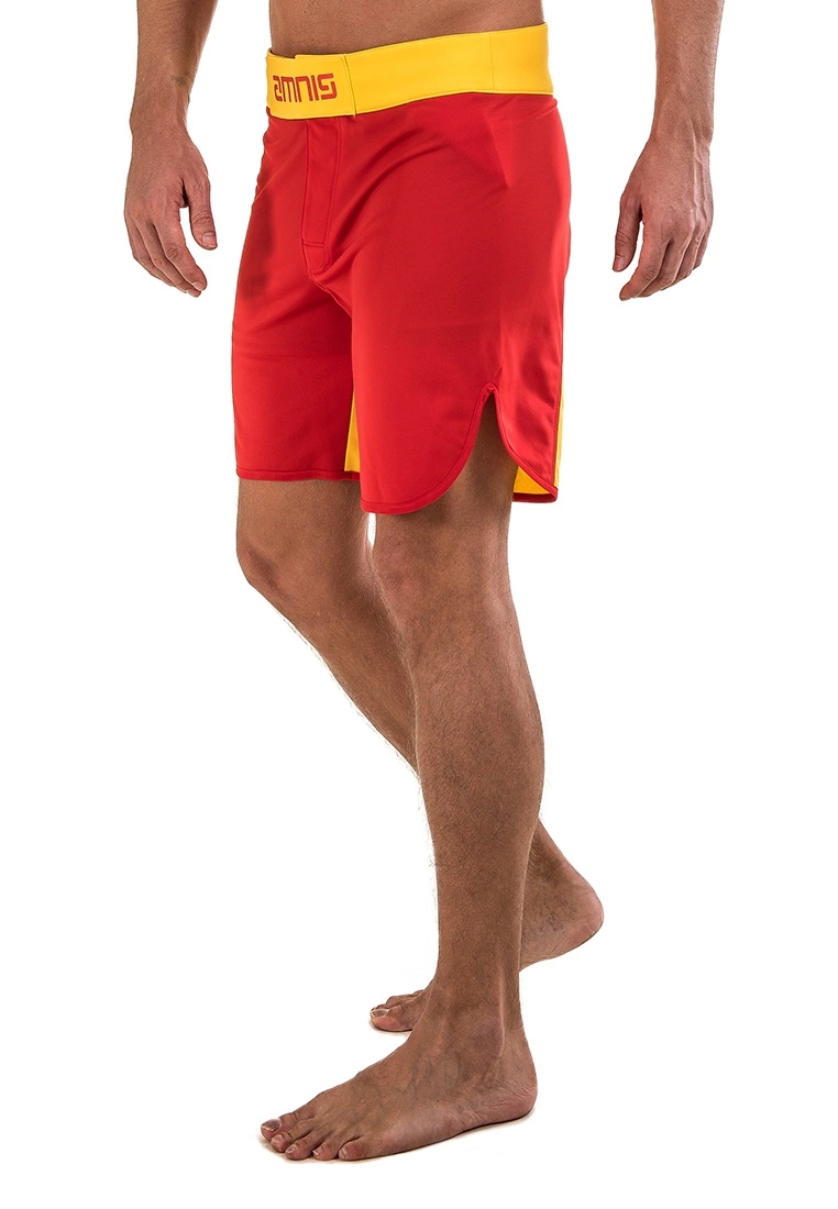 Amnig Men Classic 18" Fighter Shorts - Red/Yellow - Image 2