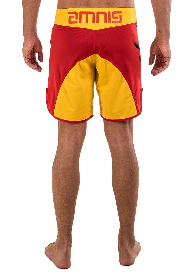 Amnig Men Classic 18" Fighter Shorts - Red/Yellow - Image 4