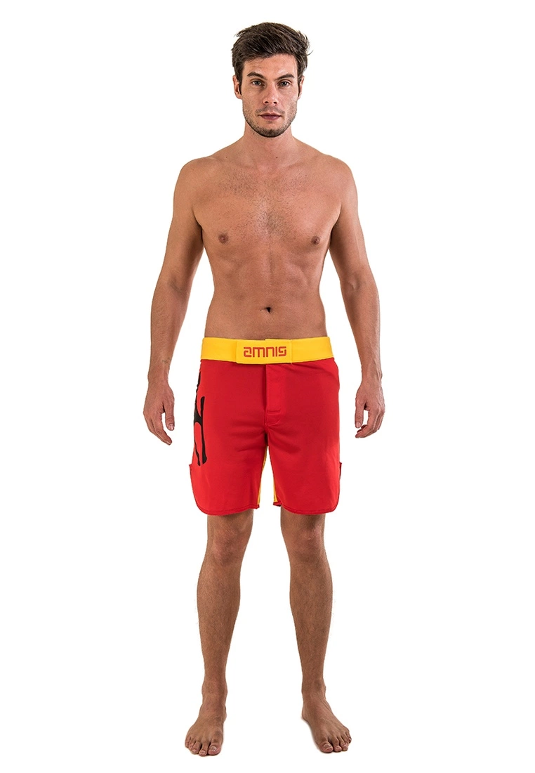 Amnig Men Classic 18" Fighter Shorts - Red/Yellow - Image 5