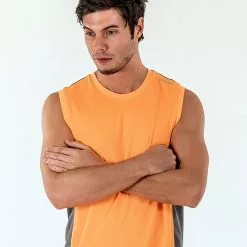 Amnig Men Pace Running Tank Top (Orange Pop)