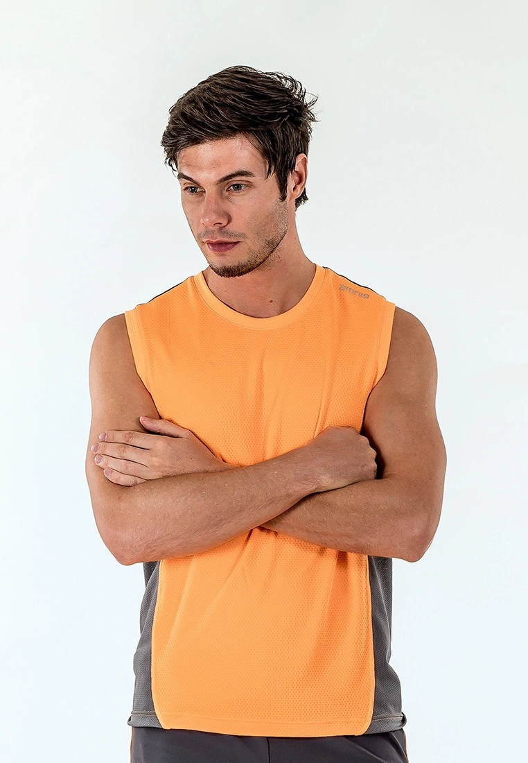 Amnig Men Pace Running Tank Top (Orange Pop)