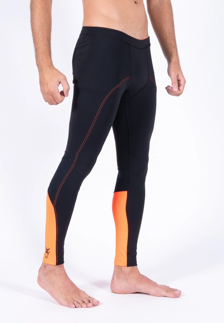Amnig Men Brisk Compression Long Pants (Black/Orange)