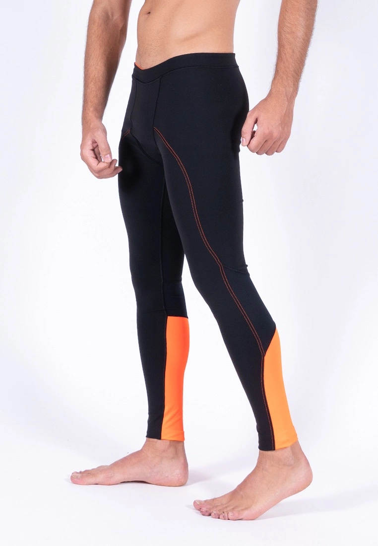 Amnig Men Brisk Compression Long Pants (Black/Orange) - Image 2