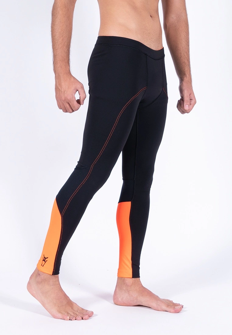 Amnig Men Brisk Compression Long Pants (Black/Orange) - Image 3