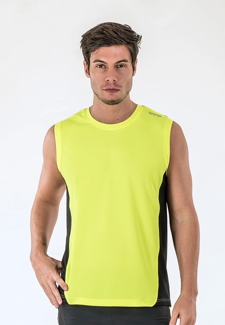 Amnig Men Pace Running Tank Top (Safety Yellow)