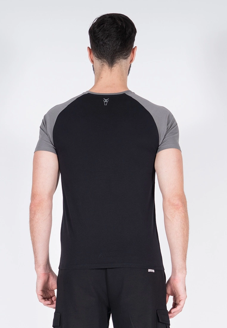 Amnig Men Raglan T Shirt with Pocket (Black) - Image 3