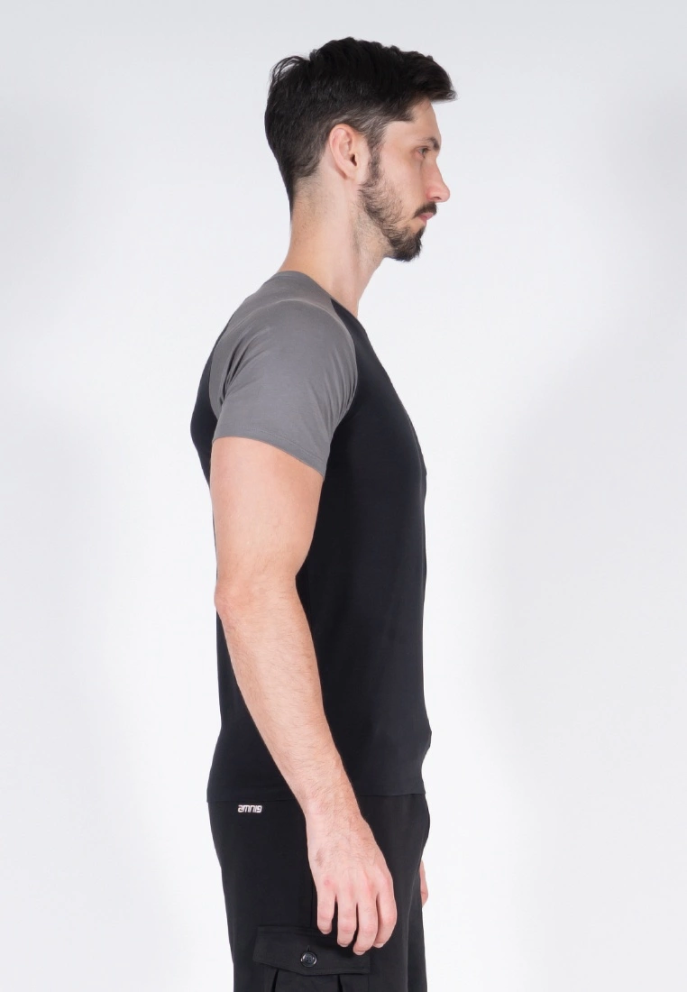 Amnig Men Raglan T Shirt with Pocket (Black) - Image 6