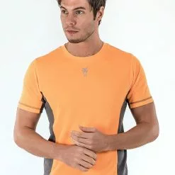 Amnig Men Pace Running Short Sleeve Top (Orange Pop)